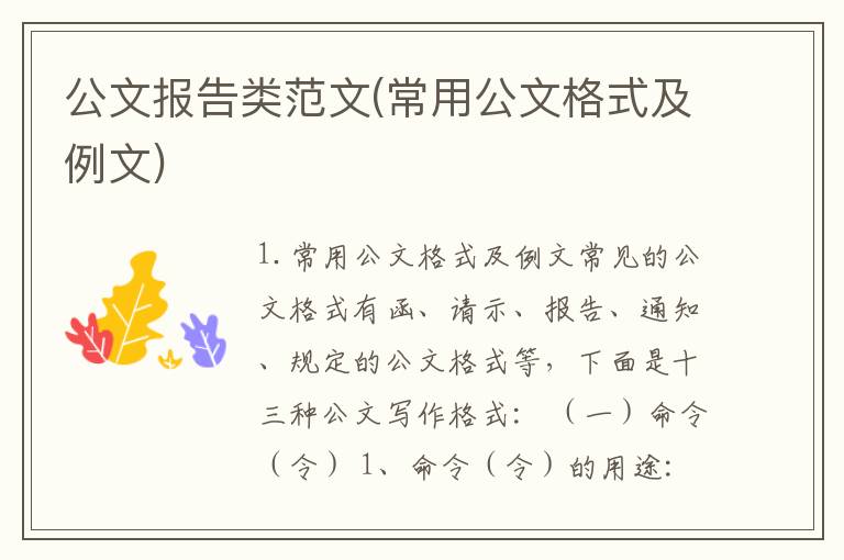 公文报告类范文(常用公文格式及例文)