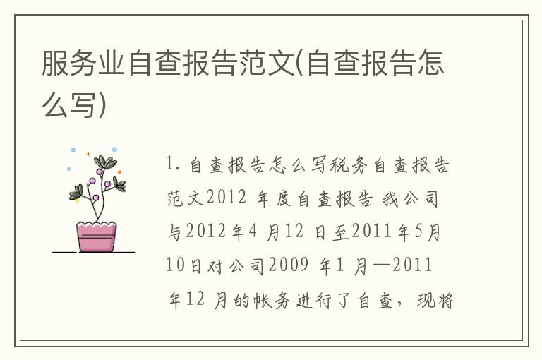 服务业自查报告范文(自查报告怎么写)