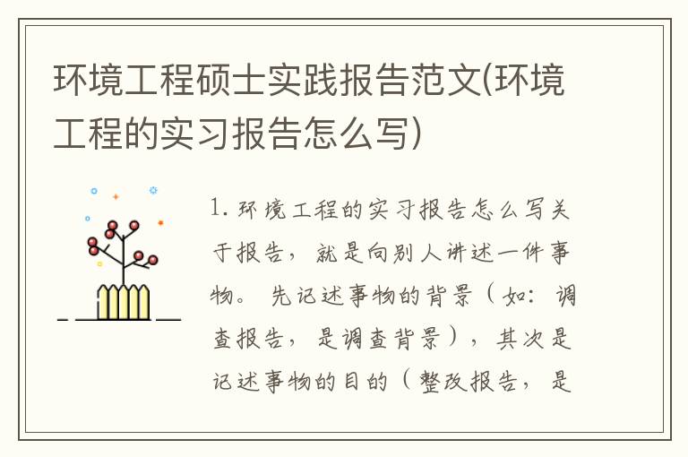环境工程硕士实践报告范文(环境工程的实习报告怎么写)