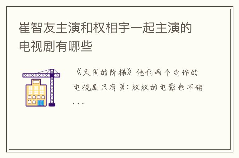 崔智友主演和权相宇一起主演的电视剧有哪些