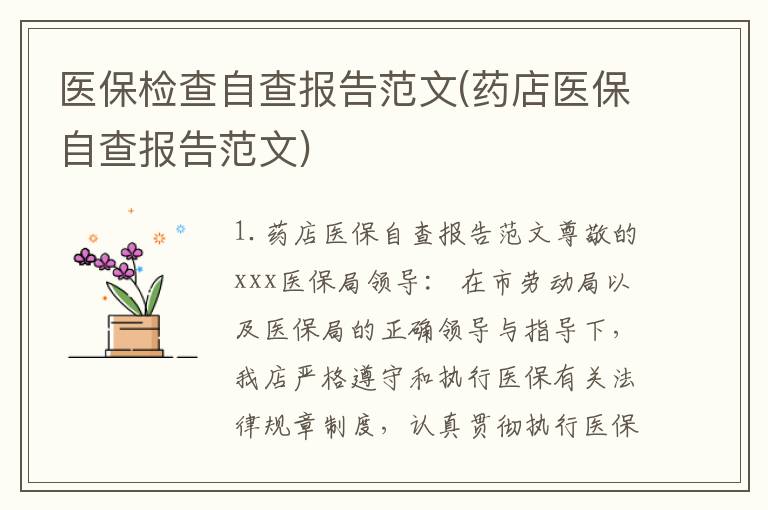 医保检查自查报告范文(药店医保自查报告范文)