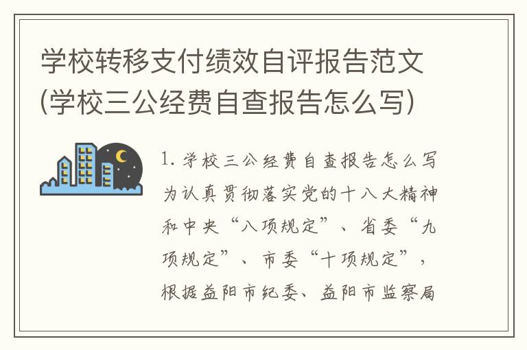 学校转移支付绩效自评报告范文(学校三公经费自查报告怎么写)