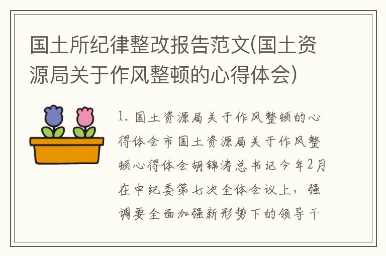 国土所纪律整改报告范文(国土资源局关于作风整顿的心得体会)