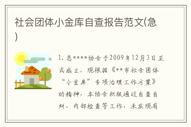 社会团体小金库自查报告范文(急)