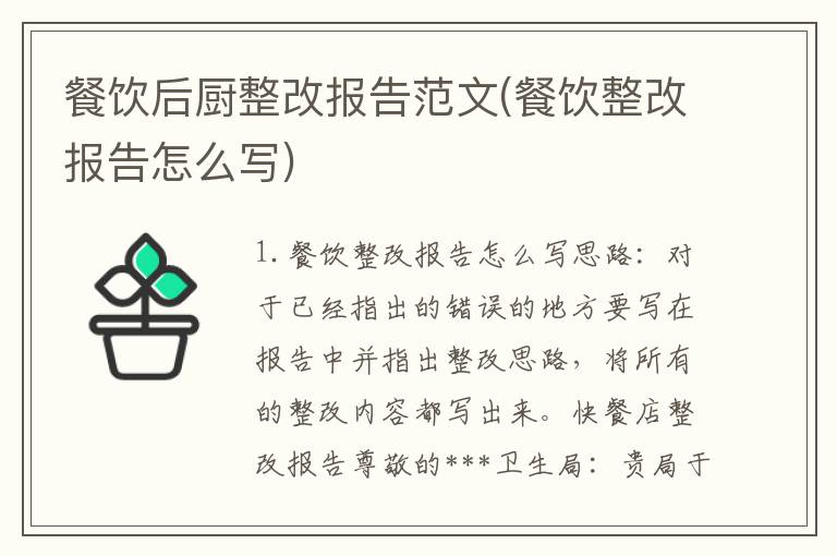 餐饮后厨整改报告范文(餐饮整改报告怎么写)
