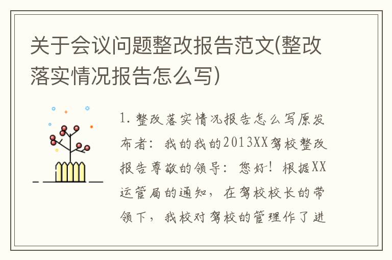关于会议问题整改报告范文(整改落实情况报告怎么写)