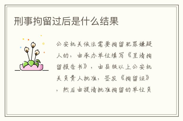 刑事拘留过后是什么结果
