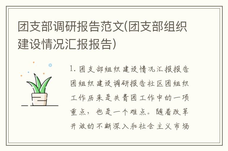 团支部调研报告范文(团支部组织建设情况汇报报告)