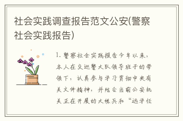 社会实践调查报告范文公安(警察社会实践报告)
