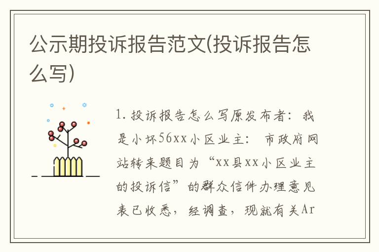 公示期投诉报告范文(投诉报告怎么写)
