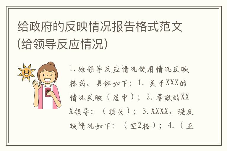 给政府的反映情况报告格式范文(给领导反应情况)