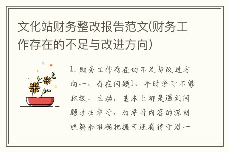 文化站财务整改报告范文(财务工作存在的不足与改进方向)
