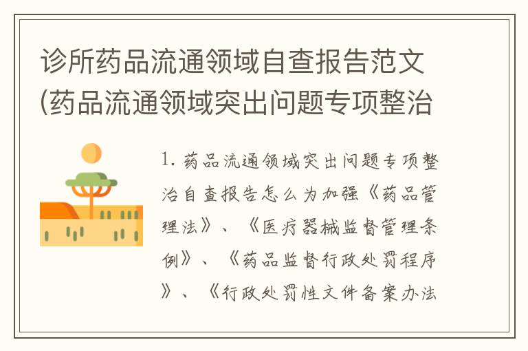 诊所药品流通领域自查报告范文(药品流通领域突出问题专项整治自查报告怎么)
