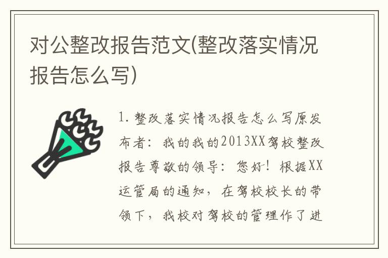 对公整改报告范文(整改落实情况报告怎么写)