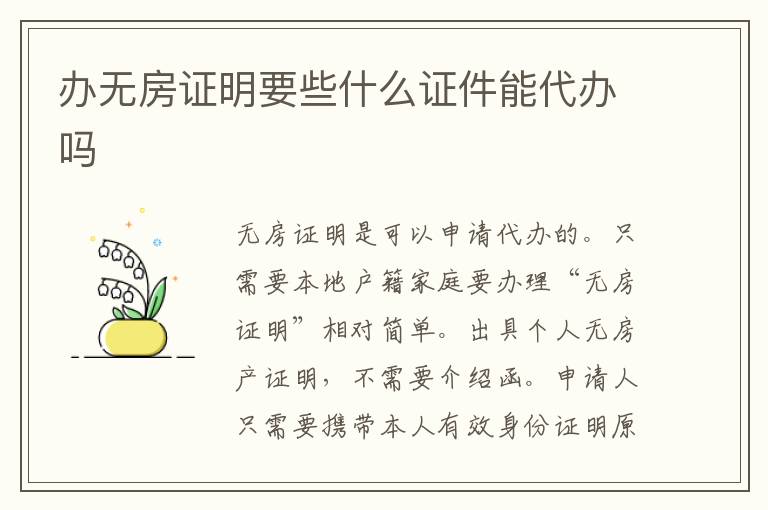 办无房证明要些什么证件能代办吗