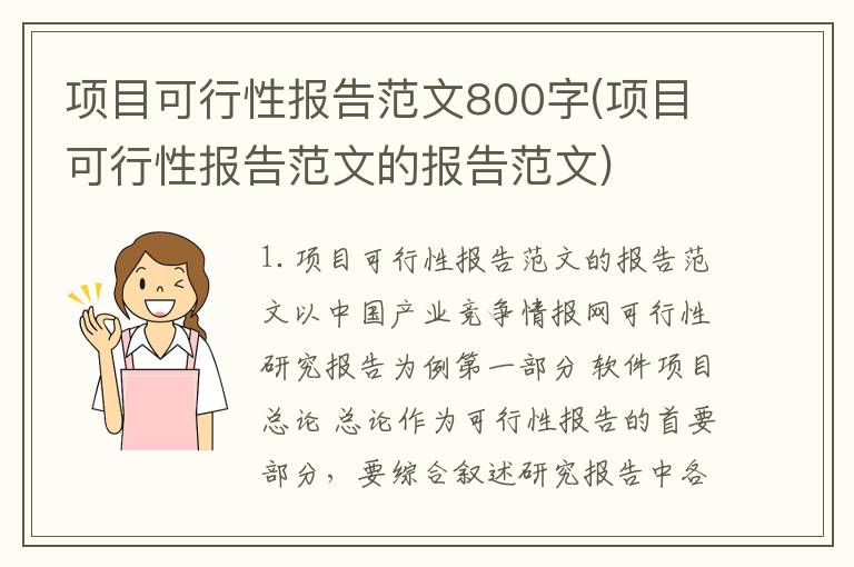项目可行性报告范文800字(项目可行性报告范文的报告范文)