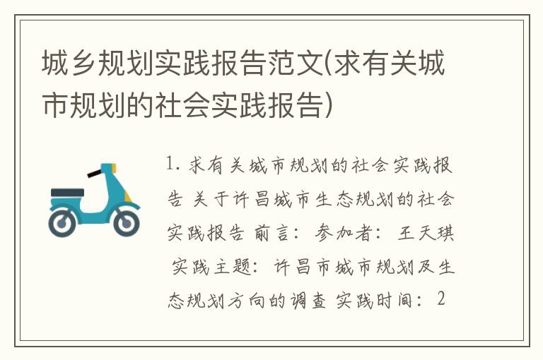 城乡规划实践报告范文(求有关城市规划的社会实践报告)