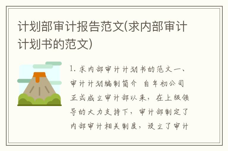 计划部审计报告范文(求内部审计计划书的范文)