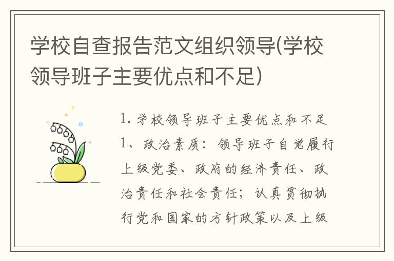 学校自查报告范文组织领导(学校领导班子主要优点和不足)