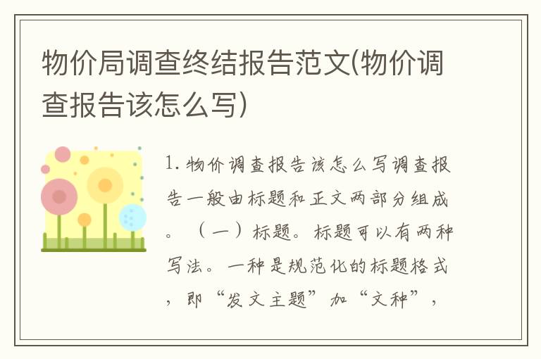 物价局调查终结报告范文(物价调查报告该怎么写)