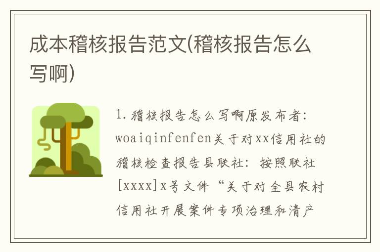 成本稽核报告范文(稽核报告怎么写啊)