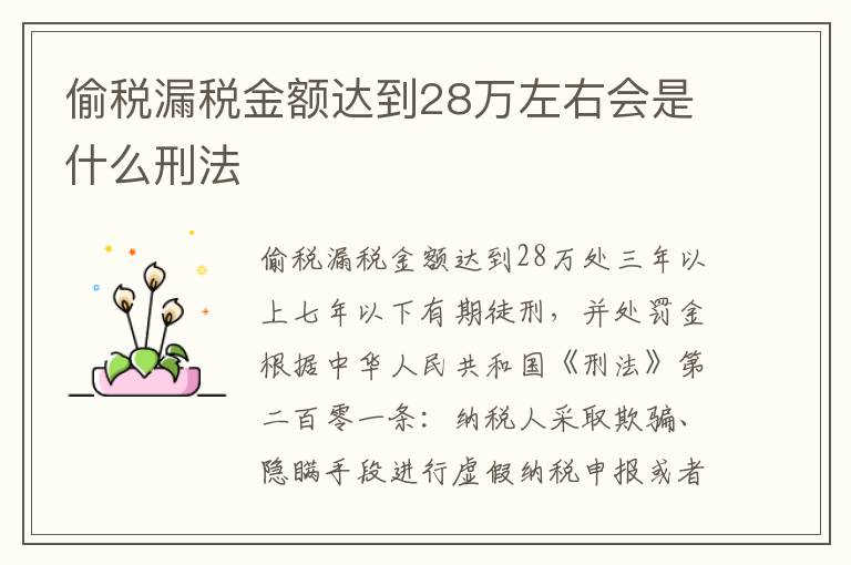 偷税漏税金额达到28万左右会是什么刑法