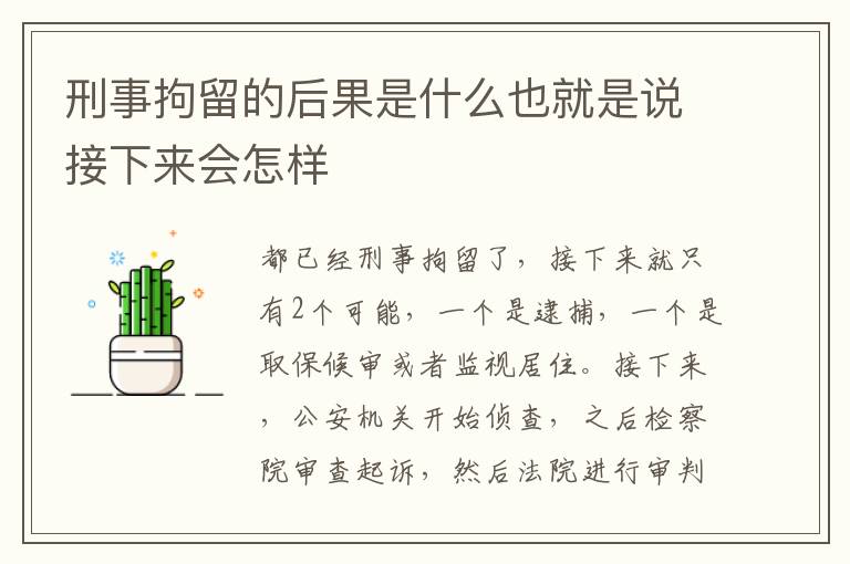 刑事拘留的后果是什么也就是说接下来会怎样