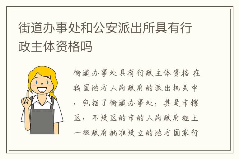 街道办事处和公安派出所具有行政主体资格吗
