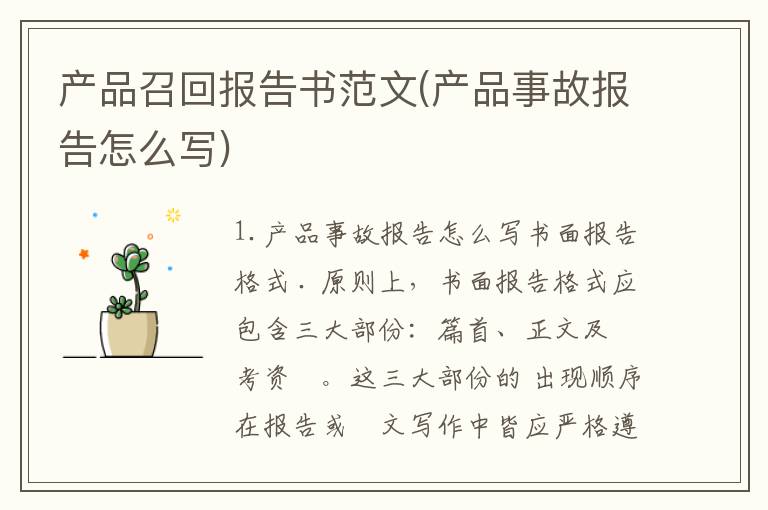 产品召回报告书范文(产品事故报告怎么写)