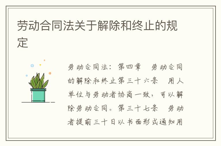 劳动合同法关于解除和终止的规定