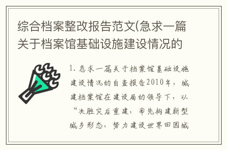 综合档案整改报告范文(急求一篇关于档案馆基础设施建设情况的自查报告)
