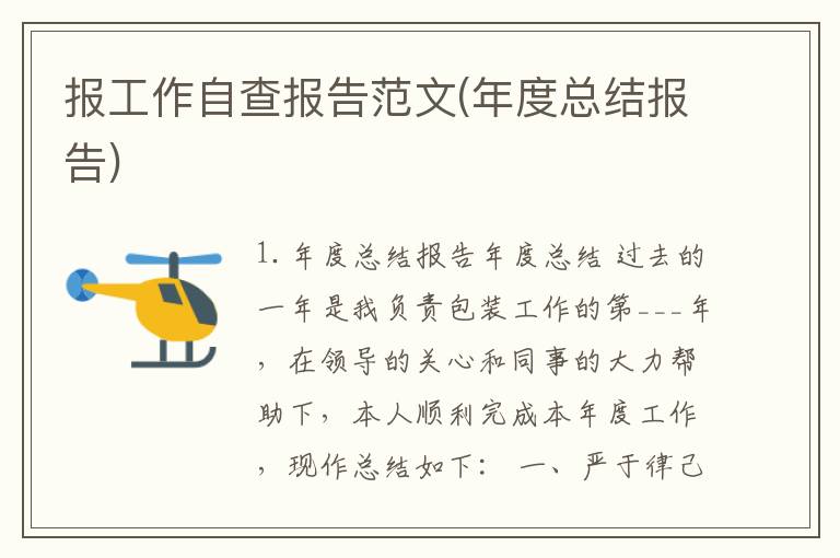 报工作自查报告范文(年度总结报告)