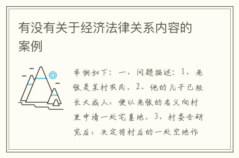 有没有关于经济法律关系内容的案例
