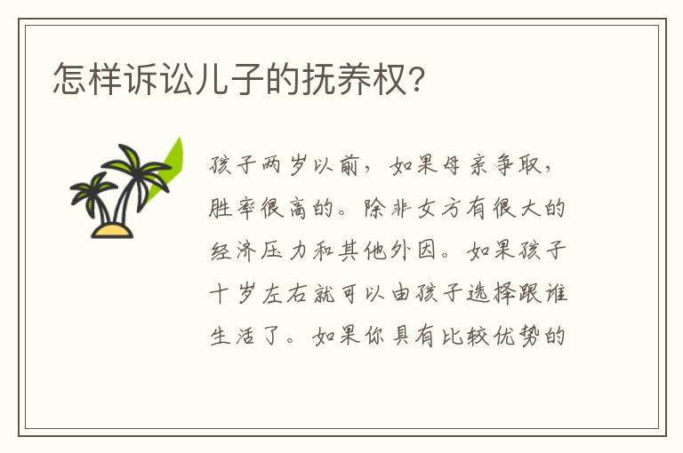 怎样诉讼儿子的抚养权?