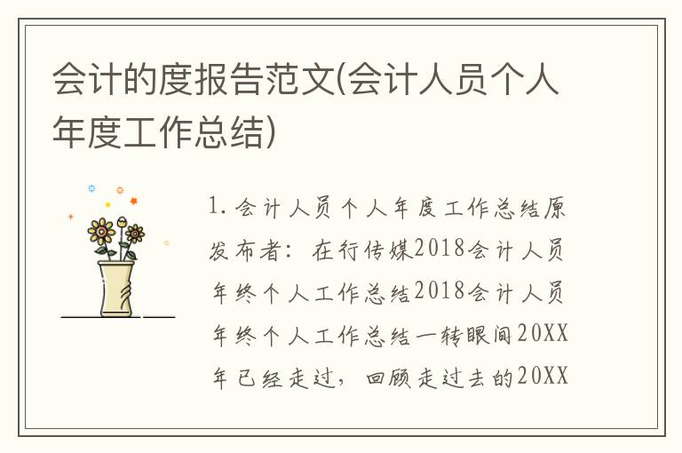 会计的度报告范文(会计人员个人年度工作总结)