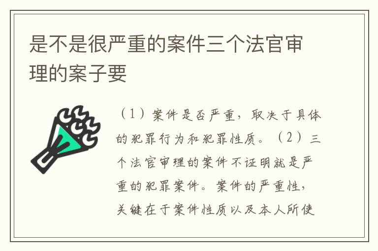 是不是很严重的案件三个法官审理的案子要
