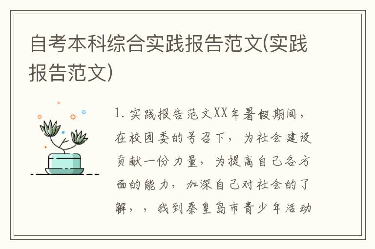 自考本科综合实践报告范文(实践报告范文)