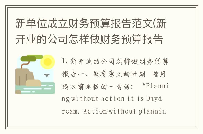 新单位成立财务预算报告范文(新开业的公司怎样做财务预算报告)