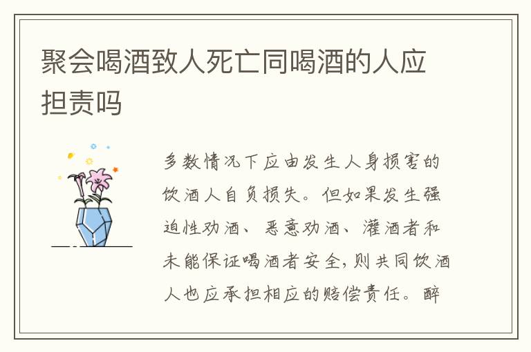 聚会喝酒致人死亡同喝酒的人应担责吗