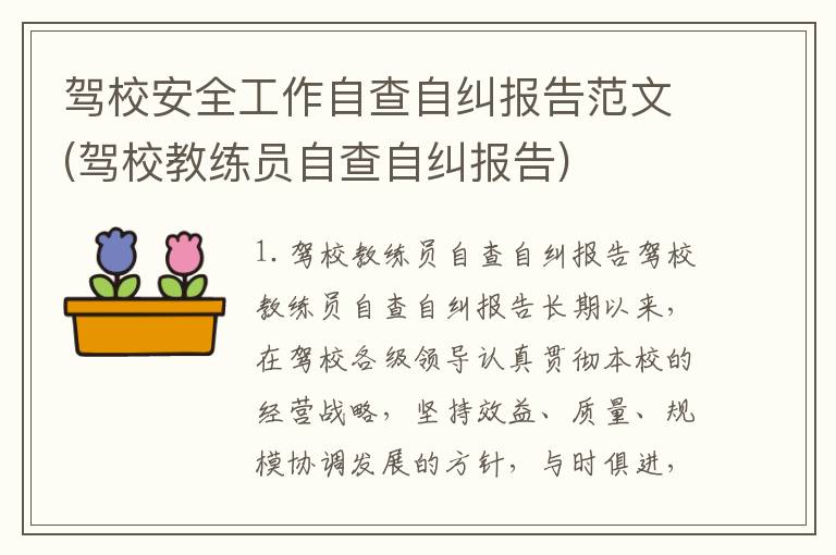 驾校安全工作自查自纠报告范文(驾校教练员自查自纠报告)