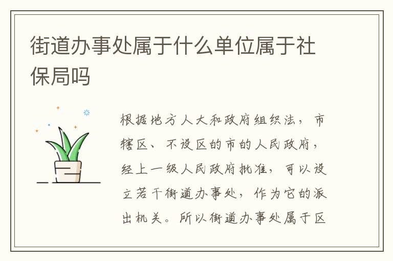 街道办事处属于什么单位属于社保局吗