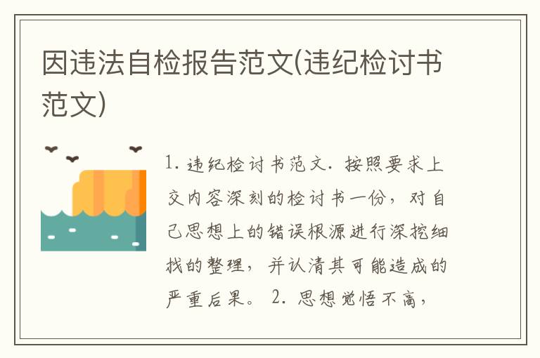 因违法自检报告范文(违纪检讨书范文)
