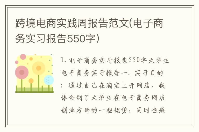 跨境电商实践周报告范文(电子商务实习报告550字)