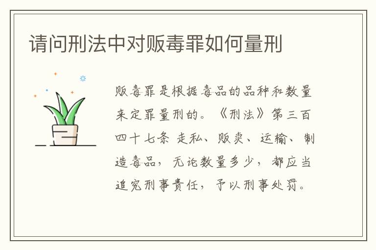 请问刑法中对贩毒罪如何量刑