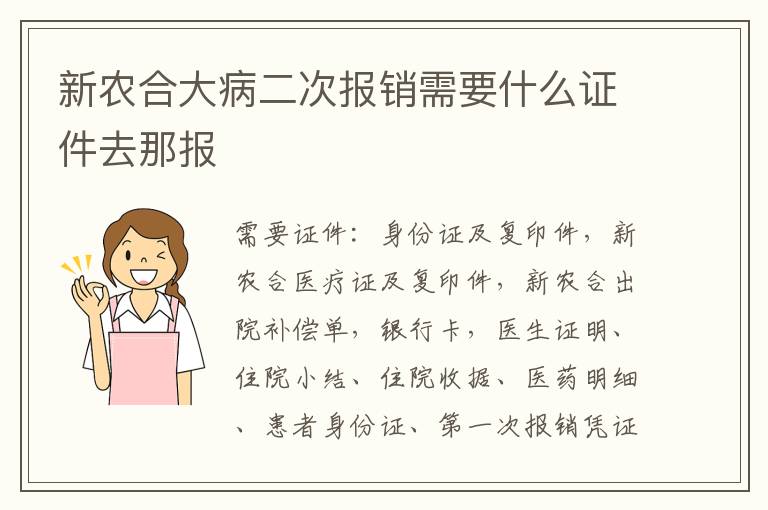新农合大病二次报销需要什么证件去那报