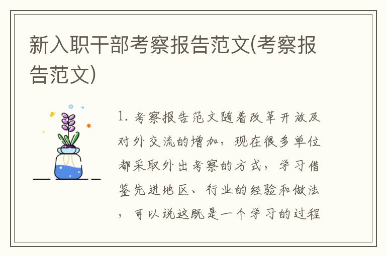 新入职干部考察报告范文(考察报告范文)