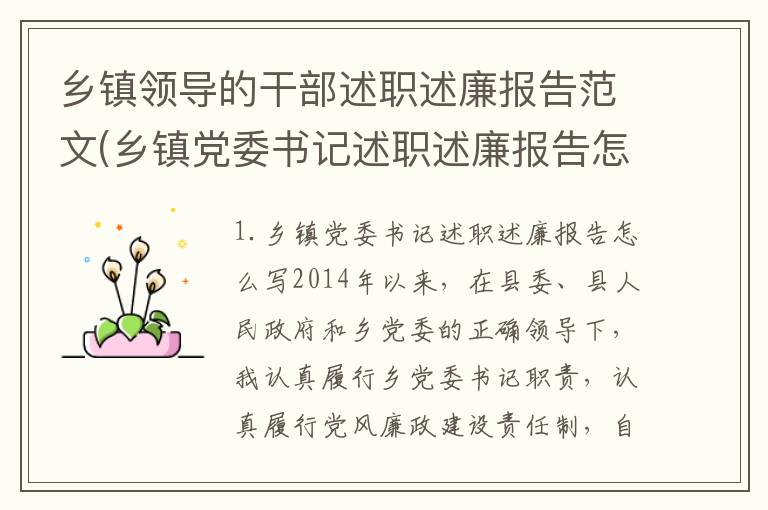 乡镇领导的干部述职述廉报告范文(乡镇党委书记述职述廉报告怎么写)