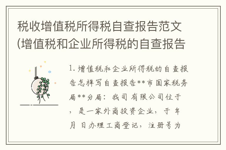 税收增值税所得税自查报告范文(增值税和企业所得税的自查报告怎样写)