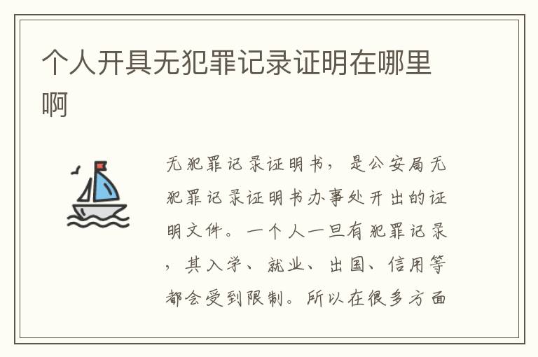 个人开具无犯罪记录证明在哪里啊