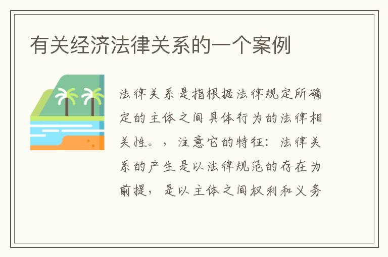 有关经济法律关系的一个案例